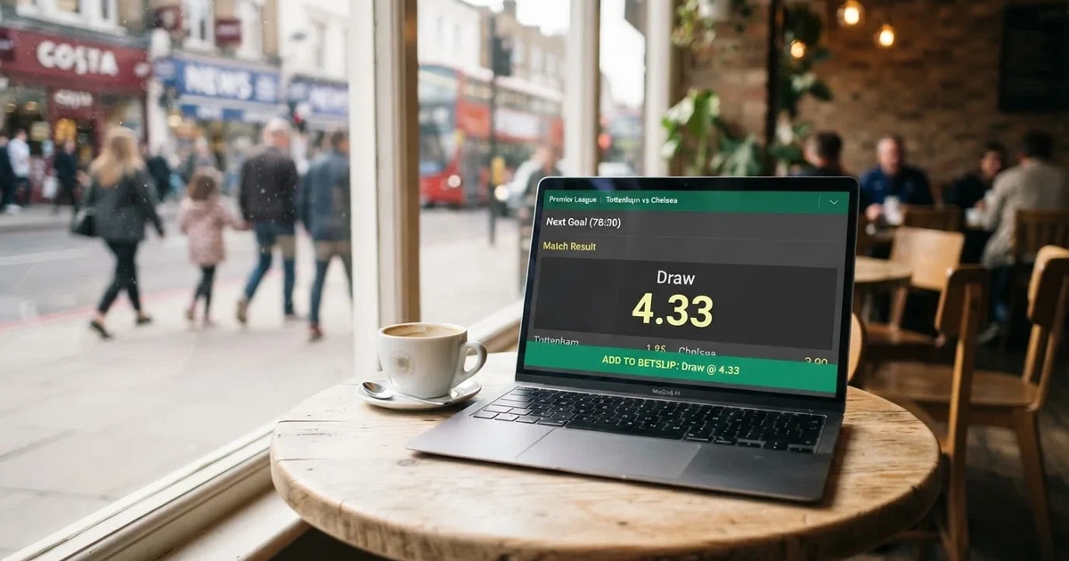A laptop on a café table by a window onto the street