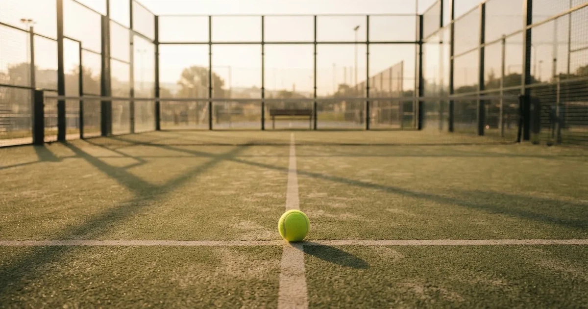 A ball on the centre spot of a grass pitch in morning light