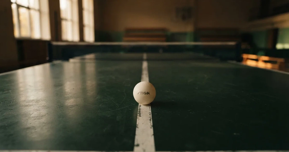 A ball on the centre spot of a grass pitch in morning light